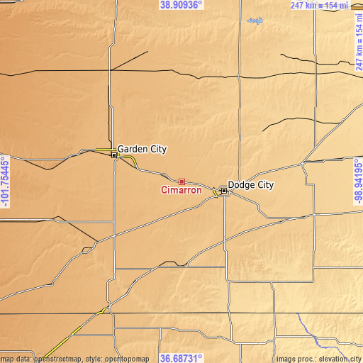 Topographic map of Cimarron