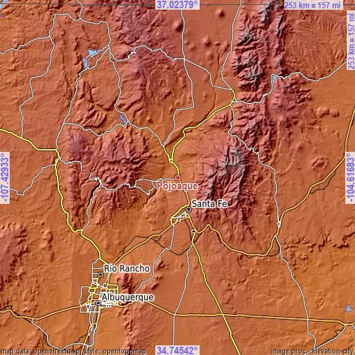 Topographic map of Pojoaque