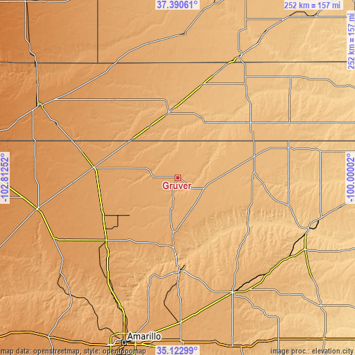 Topographic map of Gruver