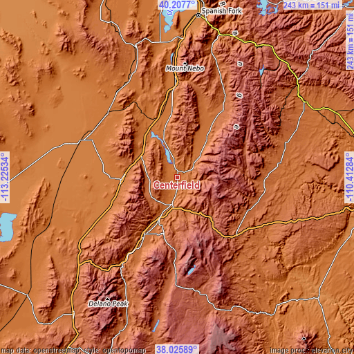 Topographic map of Centerfield