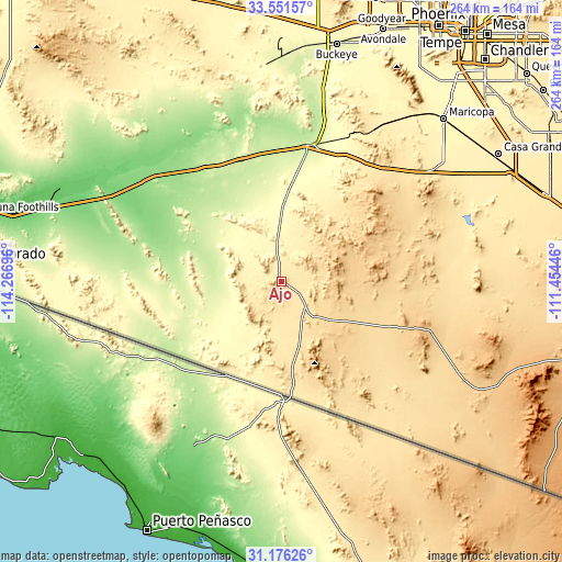 Topographic map of Ajo