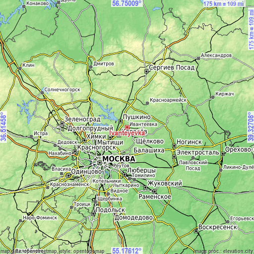 Topographic map of Ivanteyevka