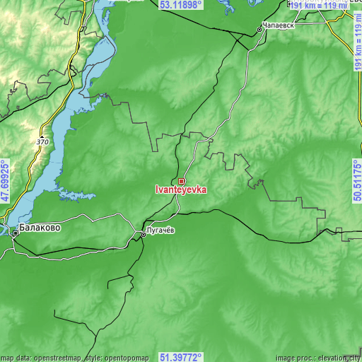 Topographic map of Ivanteyevka