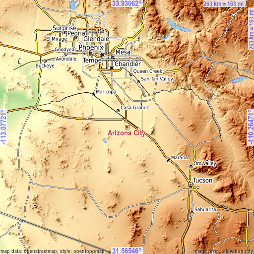 Topographic map of Arizona City