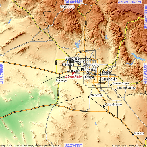 Topographic map of Avondale