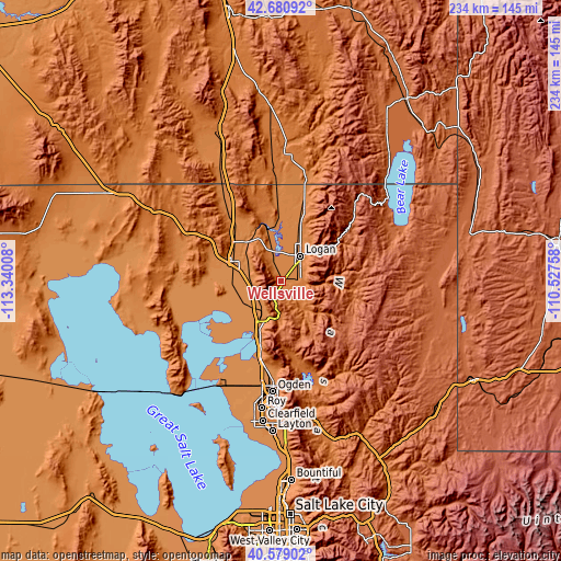 Topographic map of Wellsville