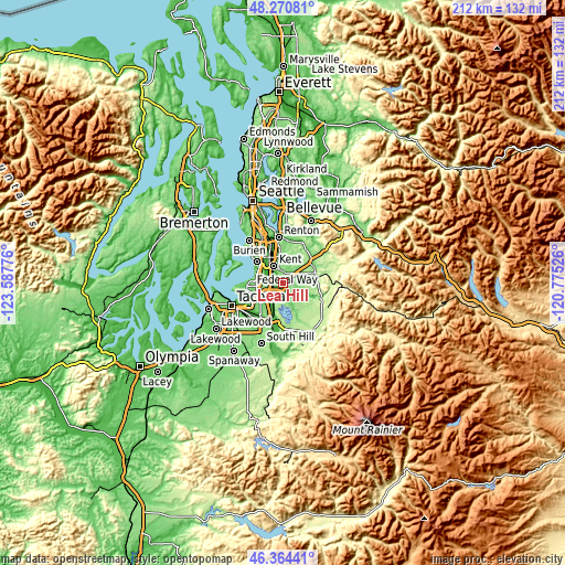 Topographic map of Lea Hill