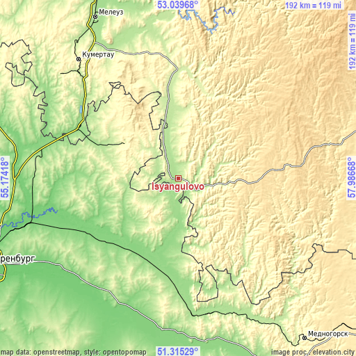 Topographic map of Isyangulovo