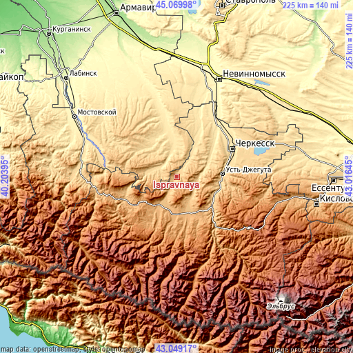 Topographic map of Ispravnaya