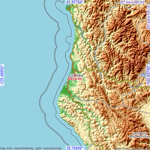 Topographic map of Bayside