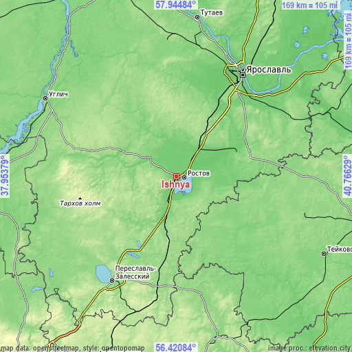 Topographic map of Ishnya