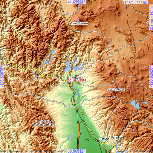 Topographic map of Bella Vista