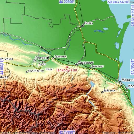 Topographic map of Ishkhoy-Yurt