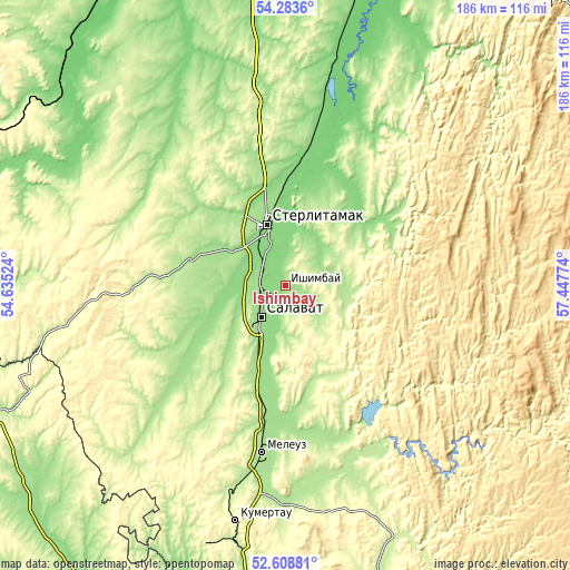 Topographic map of Ishimbay