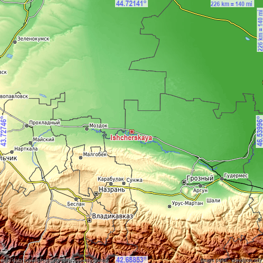 Topographic map of Ishcherskaya