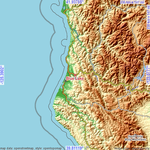 Topographic map of Blue Lake