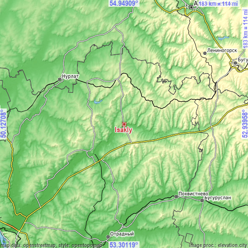 Topographic map of Isakly