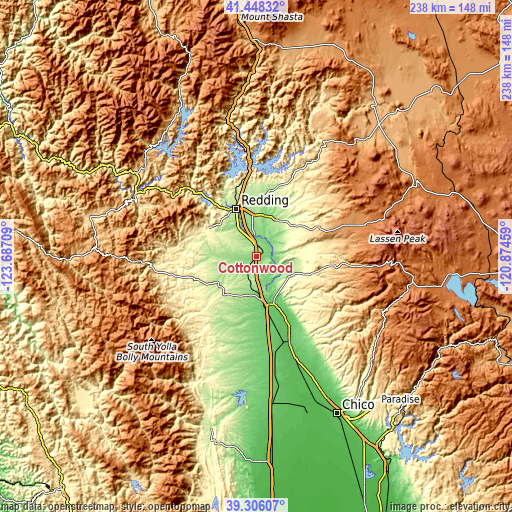 Topographic map of Cottonwood