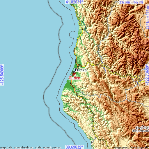 Topographic map of Cutten