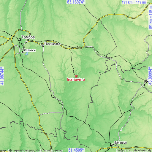 Topographic map of Inzhavino