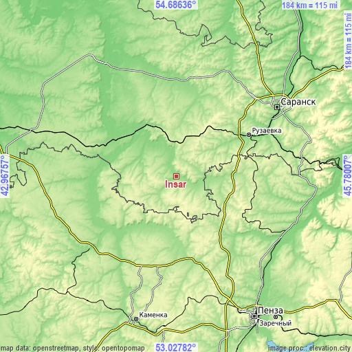 Topographic map of Insar