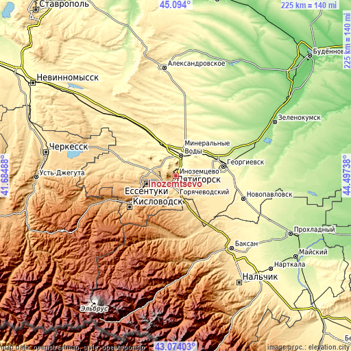 Topographic map of Inozemtsevo