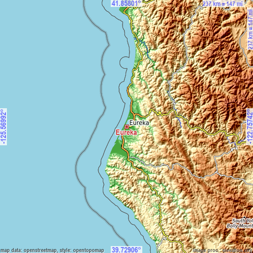 Topographic map of Eureka