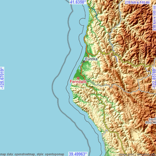 Topographic map of Ferndale