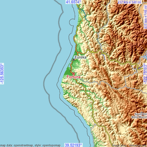 Topographic map of Fortuna