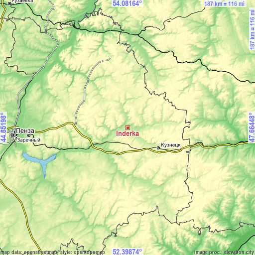 Topographic map of Inderka