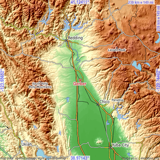 Topographic map of Gerber