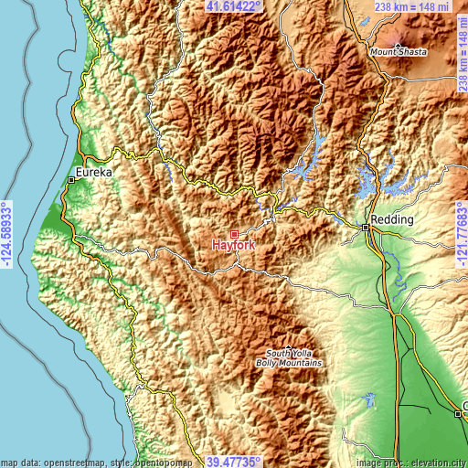 Topographic map of Hayfork