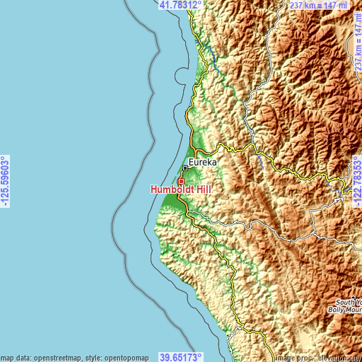 Topographic map of Humboldt Hill