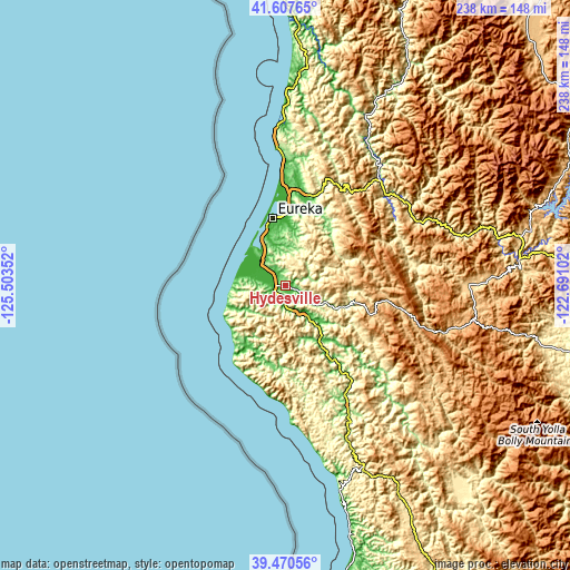 Topographic map of Hydesville