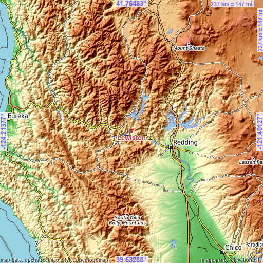 Topographic map of Lewiston