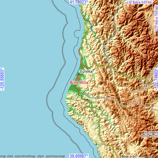 Topographic map of Pine Hills