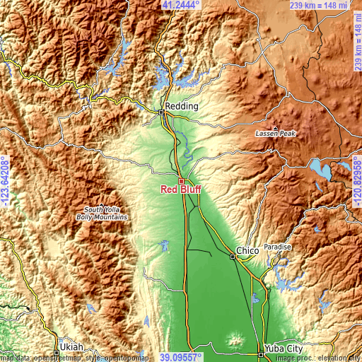 Topographic map of Red Bluff