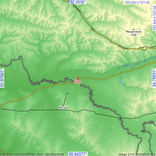 Topographic map of Ilek