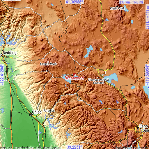 Topographic map of Westwood