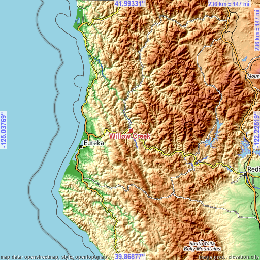 Topographic map of Willow Creek