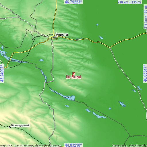 Topographic map of Iki-Burul