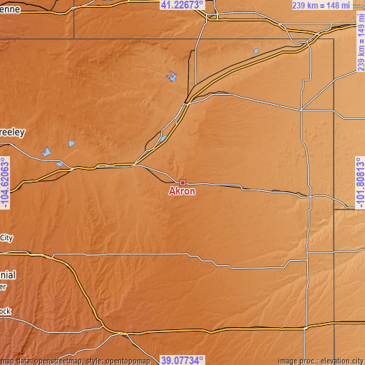 Topographic map of Akron