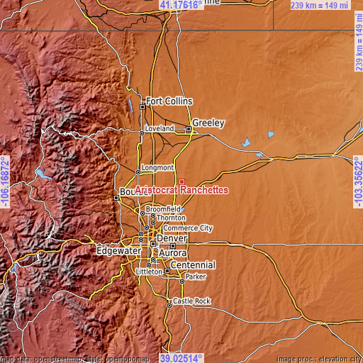 Topographic map of Aristocrat Ranchettes