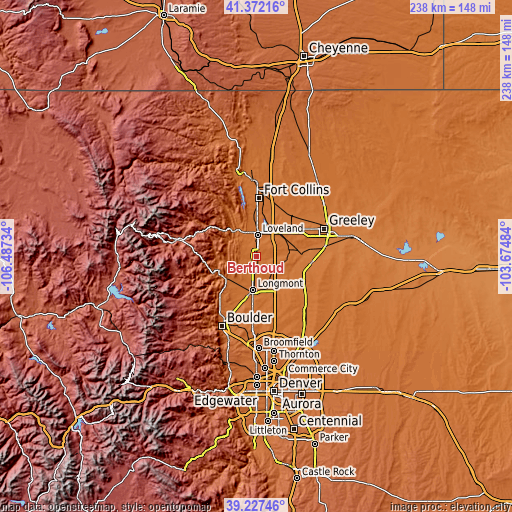 Topographic map of Berthoud