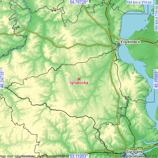 Topographic map of Ignatovka