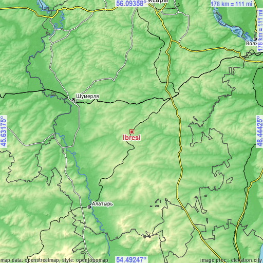 Topographic map of Ibresi