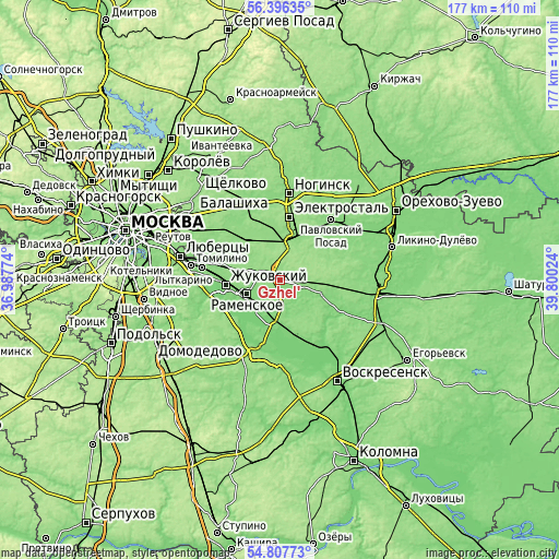 Topographic map of Gzhel’