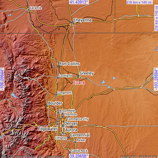 Topographic map of Evans