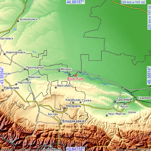 Topographic map of Elin-Yurt