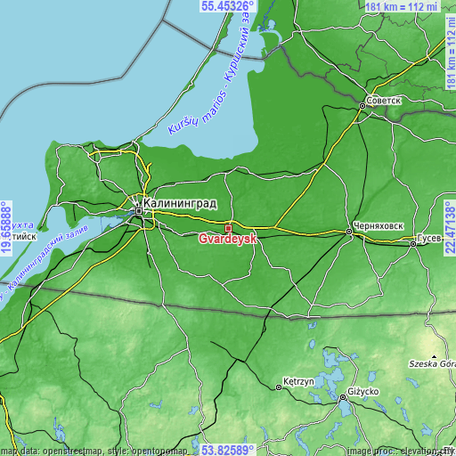 Topographic map of Gvardeysk